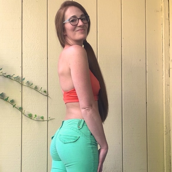 RARE Vintage LEI Originals sea-foam green corduroy Flare Jeans Sz 3 juniors boho - Picture 2 of 12